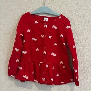 Carter’s girls button down shirt dress Valentine’s Day hearts 3T